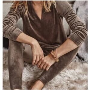 J. Jill Velvet Velour Slim Ankle Pants Mochalatte MP EUC